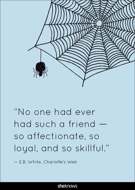 “No one had ever had such a friend –- so affectionate, so loyal, and so skillful.” #CharlottesWeb #Quotes Charlottes Web Quotes, Charlottes Web Activities, Charlotte's Web Book, Charlotte Web, Web Quotes, Charlotte’s Web, Children Book Quotes, Web Activity, Charlotte's Web