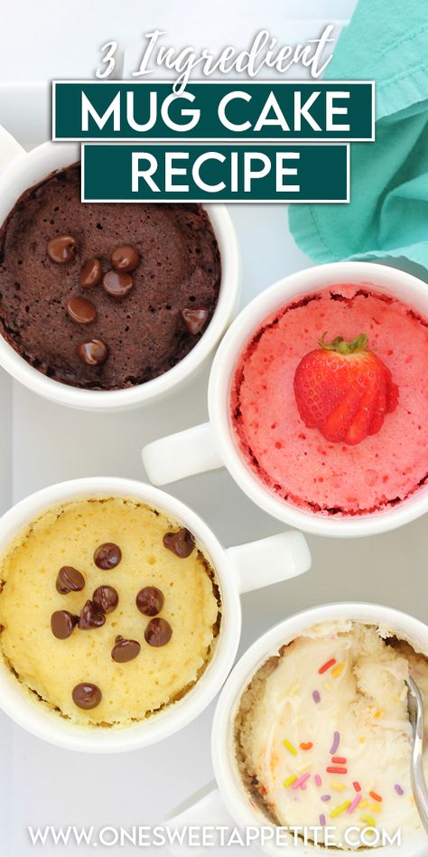 Cake Mix Mug Cake Easy Mug Cake Recipe 3 Ingredients, Mug Cake Cake Mix, Microwave Cake Mix, Cake Mix Mug Cake, Late Night Dessert, Two Ingredient Cakes, Mug Dessert Recipes, 3 Ingredient Mug Cake, 2 Ingredient Cakes