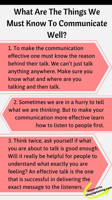 What are the things we must know to communicate well? To make the communication effective one must know the reason behind their talk. Find out more about communication skills activities, professional communication skills, effective communication at work, effective communication strategies and techniques. communication relationship lack of, tips and how to overcome poor communication in the relationship. #communicationskills #effectivecommunication Communication Skills Activities, What Is Communication, Poor Communication, Professional Communication, Communication Strategies, Job Interview Advice, Things To Learn, Communication Tips, Public Speaking Tips