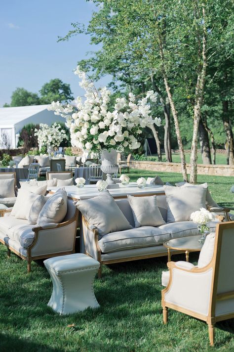 Wedding Reception Neutral Colors, Farm Wedding Cocktail Hour, Wedding Reception Lounge Seating, Cocktail Hour Wedding Set Up, Wedding Cocktail Hour Seating, Lounge Seating Ideas, Outdoor Cocktail Wedding, Wedding Seating Area, Lounge Wedding Reception