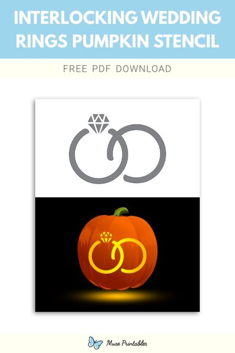 Ring Pumpkin Carving Ideas, Wedding Pumpkins Carving, Engagement Pumpkin Carving, Wedding Pumpkin Carving, Stencil For Pumpkin Carving, Interlocking Wedding Rings, Halloween Pumpkins Carvings Designs, Printable Pumpkin Stencils, Pumpkin Stencils Free