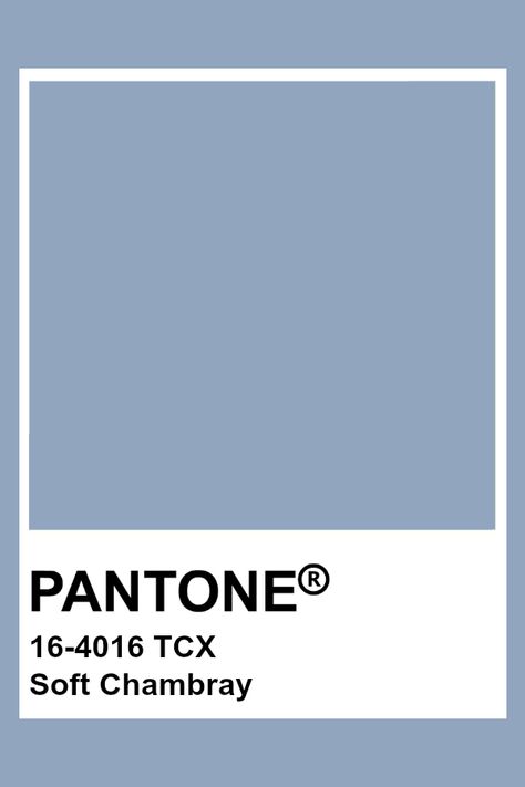 PANTONE 16-4016 TCX Soft Chambray #pantone #color Bleu Pantone, Pantone Azul, Pantone Tcx, Gray Things, Pantone Color Chart, Pantone Swatches, Pantone Palette, Pantone Colour Palettes, Color Chip