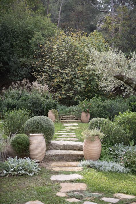 Italian Garden Design, Greek Garden, Mediterranean Garden Design, Provence Garden, Tuscan Garden, Tuscan Landscaping, Stone Steps, Mediterranean Plants, Mediterranean Landscaping