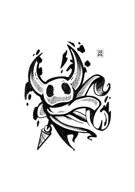 Hallow knight tattoo Terraria Tattoo, Moogle Tattoo, Hollow Knight Drawing, Change Tattoo Ideas, Hollow Knight Characters, Knight Tattoo Design, Knight Tattoos, Hallow Knight, Knight Drawing