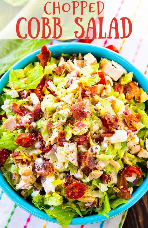 Chopped Cobb Salad, Cobb Salad Dressing, Cobb Salad Recipe, Chopped Salad Recipes, Fresh Salad Recipes, Best Salad Recipes, Salad Recipes For Dinner, Salad Side Dishes, Chopped Salad