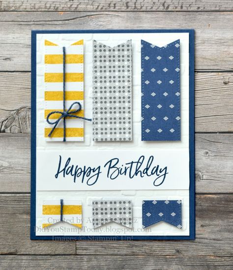 Masculine Cards Handmade, Stylish Shapes Dies, Sketches Challenge, Masculine Birthday Cards, Birthday Banners, Bday Cards, Boy Cards, Birthday Cards For Men, Birthday Cards Diy