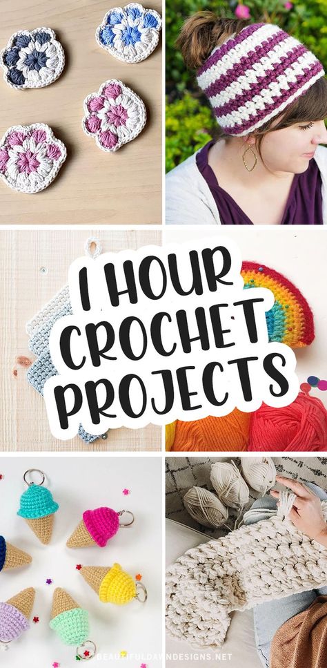 Free One Hour Crochet Patterns, Crochet Projects Without Stuffing, Very Quick Crochet Projects, Crochet In An Hour, Fastest Crochet Projects, Crochet Bus Driver Gift, Begginers Crochet Projects Easy Patterns, Coolest Crochet Projects, Crochet Craft Sale Items