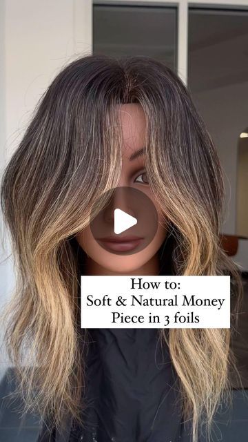 Money Piece Step By Step, Front Piece Balayage, Natural Money Piece Hair Brunette, At Home Money Piece Hair, Money Piece Diy, How To Dye Money Pieces At Home, Money Piece With Side Part, How To Money Piece Hair, Money Piece Tutorial