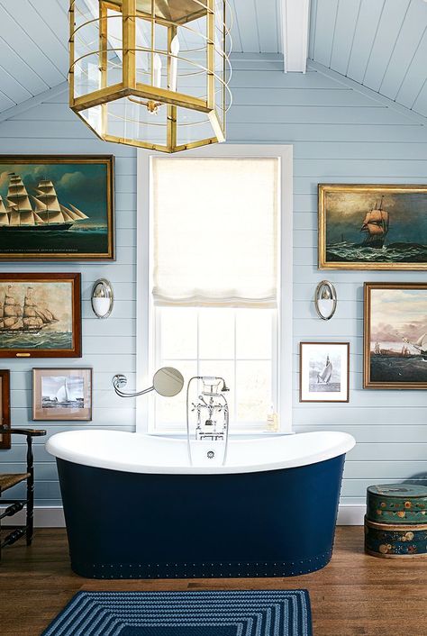 interiors. alissa rosenheck Bad Nautical Interior Design, Nautical Interior, Big Kids Room, Classic House Design, Shore House, Best Bathroom Designs, Seaside Cottage, Stylish Interiors, Classic House