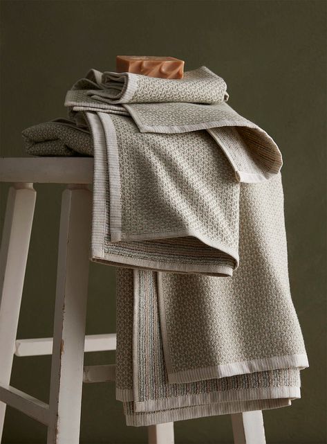 Patterned Bath Towels, Guest Towels, Cotton Towels, The Bathroom, Sage Green, Bath Towels, Knitted Scarf, Towels, Organic Cotton