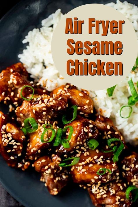 Air Fryer Sesame Chicken, Chicken Sesame, Sticky Chicken Recipe, Air Fryer Recipes Healthy Low Carb, Healthy Sesame Chicken, Chicken Air Fryer, Air Fryer Recipes Chicken Breast, Chicken Smothered, Asian Chicken Recipes