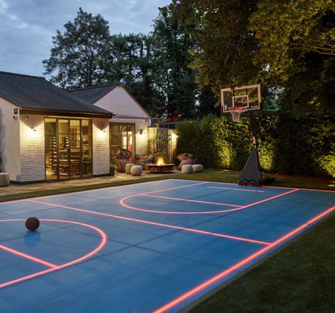 by Clare Gaskin Interiors Backyard Court, Home Basketball Court, Basketball Court Backyard, Backyard Basketball, Outdoor Basketball Court, Fun House, Sport Court, Luxury Shower, Dream House Plans