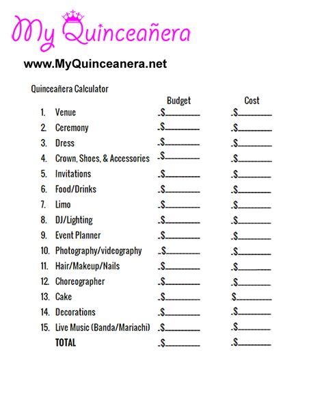 My Quinceañera: Budget Calculator Quinceanera Planning Checklist, My Quinceanera, Birthday Party Planner Printable, Quinceanera Checklist, Quince Decor, Budget Calculator, Quinceañera Ideas, Birthday Party Planner, Quinceanera Planning