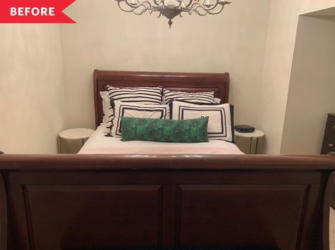 Before and After: A Basement is now a Sunny Bedroom with the Best Headboard Hack | Apartment Therapy Windowless Bedroom, Windowless Basement, Headboard Hack, Sunny Bedroom, Poised Taupe, Small Bedroom Remodel, Basement Layout, Cozy Basement, Basement Bedroom