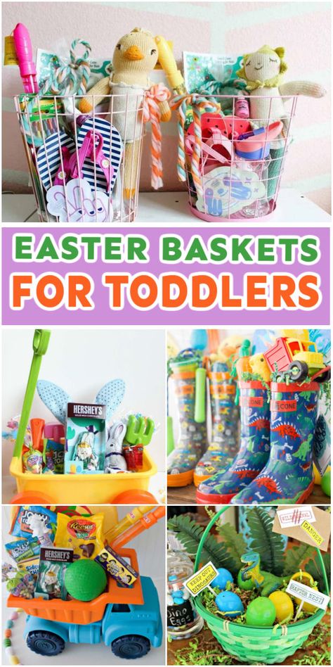 The best toddler Easter basket ideas for boys and girls plus baby and toddler ages! Wide variety of baskets that range from DIY baskets to baskets with no candy to their favorite characters. Everything you need in one place to make the perfect Easter basket. Toddler Easter Basket Ideas, Teen Boy Easter Basket, Toddler Easter Basket, Adult Easter Baskets, Creative Easter Baskets, Boys Easter Basket, Easter Baskets For Toddlers, Easter Basket Ideas, Gifts For Teen Boys