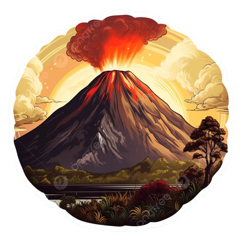 the paricutin volcano mexico sticker volcano sticker wonders png Volcano Sticker, Volcano Decoration, Cartoon Volcano, Volcano Logo, Paricutin Volcano, Volcano Illustration, Volcano Clipart, Volcano Painting, Fire Landscape