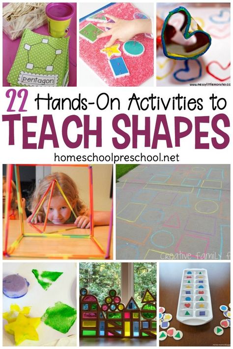 This is a fun collection of hands on math activities for kids at home and students at school. Treehouse Room, Activities For Kindergarten Children, Shape Activities Kindergarten, Preschool Shapes, Shapes Lessons, Shape Activities, Shape Activities Preschool, Teaching Shapes, Math Activities For Kids