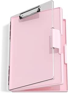 Hongri 8.5 x 11 Clipboard with Storage, Folder Nursing Clipboards Side Opening, Heavy Duty Clipboard with Dual Compartment Storage Box, Smooth Writing for Work, Office & School Supplies(Pink) Clipboard With Storage, Barang Aesthetic, Clipboard Decorating, Clipboard Storage, School Folders, Clipboard, Work Office, Office School, Shopping Cart