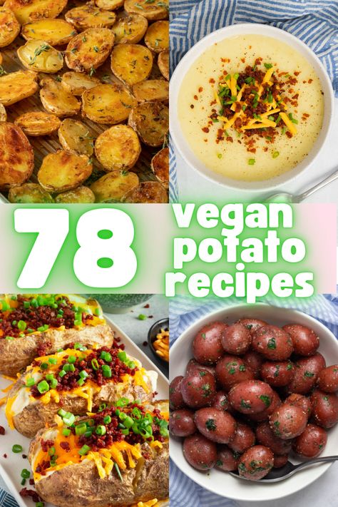 This big list of vegan potato recipes is a super comprehensive compilation of all the potato dishes you’ll ever need. There’s main dishes, side dishes, breakfasts, and more. We know you’ll want to save this one! Small Potatoes Recipe, Vegan Baked Potato, Vegan Potato Recipes, Potato Appetizers, Small Potatoes, Vegan Mashed Potatoes, Crispy Sweet Potato, Potato Snacks, Healthy Plant Based Recipes