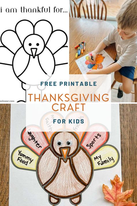 This free printable thankful turkey is a fun Thanksgiving activity for kids!  Preschoolers and elementary aged kids will enjoy this Thanksgiving craft and it's a great activity for the whole family to participate in this Thanksgiving! Thankful Crafts Preschool, I Am Thankful For Printable, November Crafts Preschool, Thankful For Printable, Thanksgiving Crafts Elementary, Thanksgiving Placemats Preschool, Thanksgiving Activity For Kids, Kindergarten Thanksgiving Crafts, Printable Thanksgiving Crafts