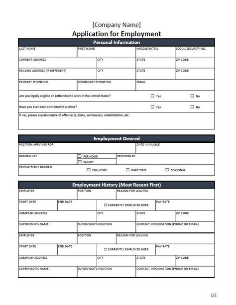 Employment Application Printable, Printable Job Application Forms, Employment Application Form, Job Application Example, Form Development, Burger Business, Printable Job Applications, Self Employed Jobs, Employment Form