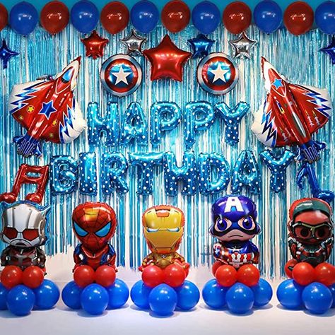 Avengers Birthday Decorations, Superhero Birthday Decorations, Superhero Birthday Party Decorations, Superhero Balloons, Superhero Party Decorations, Marvel Birthday Party, Superman Birthday, Avengers Theme, Boy Birthday Decorations