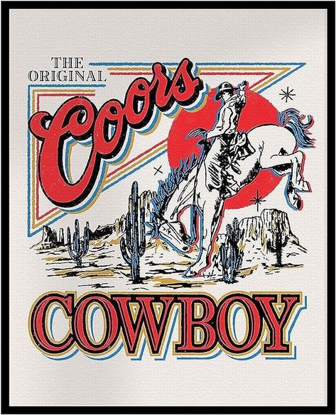 Coors Cowboy, Arte Cowboy, Cowboy Wall Art, Rodeo Poster, Cowboy Posters, Western Posters, Rodeo Party, Western Prints, Retro Kunst