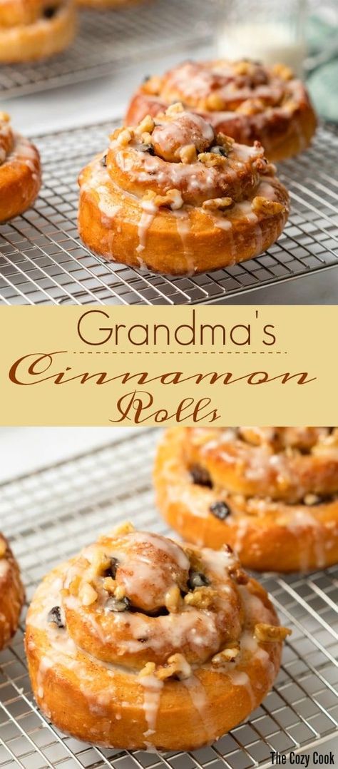 This homemade cinnamon roll recipe has been passed down for generations in my family. The soft, airy dough is rolled in a cinnamon sugar mixture, tossed with raisins and nuts, and drizzled with icing. | The Cozy Cook | #rolls #cinnamon #bread #rolls #brunch #breakfast #cinnamonrolls Cinnamon Bread Rolls, Homemade Cinnamon Roll Recipe, Homemade Cinnamon Roll, The Cozy Cook, Cozy Cook, Cinnamon Roll Recipe Homemade, Cinnamon Roll Recipe, Cozy Breakfast, Amazing Breakfast