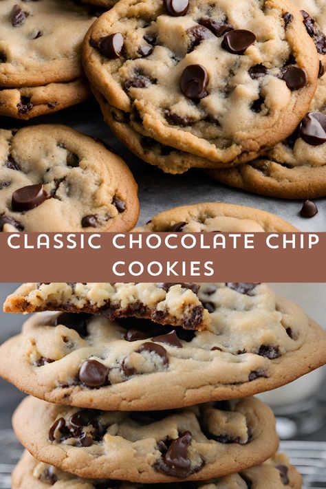 Indulge in the timeless delight of Classic Chocolate Chip Cookies! These golden-brown treats boast a perfect balance of buttery softness and irresistible chocolatey goodness. Whip up a batch of these iconic cookies for a sweet taste of nostalgia. Easy-to-follow recipe for a moment of homemade bliss. 🍪✨ #ChocolateChipCookies #Baking #HomemadeTreats #myskinnyrecipes Blue Ribbon Chocolate Chip Cookies, Types Of Chocolate Chip Cookies, Albertsons Chocolate Chip Cookies Recipe, Old Fashion Chocolate Chip Cookies, Best Choc Chip Cookie Recipe, Easy Homemade Chocolate Chip Cookies, Soft Chocolate Chip Cookie Recipe, Buttery Chocolate Chip Cookies, Homemade Chocolate Chip Cookies Recipe