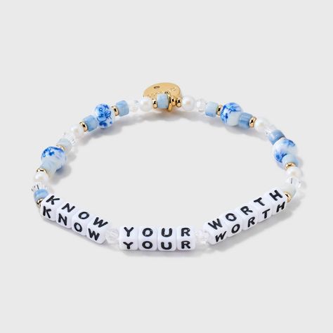 Tagline: You're priceless Description: Our two cents? You deserve to realize how worthy you are. This exclusive, stylish bracelet from Little Words Project® is a reminder to keep your confidence on point and self-esteem sky high. This Little Word™is more than just a bracelet. It’s your key to inspiring a kinder world. Wear your word as long as you need it. When you’re ready, pass it on to someone else who needs it more. Each bracelet is marked with a unique ID tag. Connect your bracelet on the L Positive Affirmation Bracelets, Cute Birthday Bracelets, Things To Put On Bracelets Words, Slay Bracelets, Little Words Project Bracelets, Bracelets With Words, Little Words Project, Bible Verse Bracelet, Affirmation Bracelets