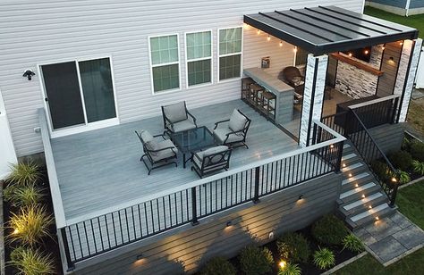 Deck Ideas On A Budget, Backyard Deck Ideas, Small Backyard Decks, Deck Remodel, Deck And Patio, Patio Deck Designs, Outdoor Patio Designs, Deck Designs Backyard, Backyard Renovations