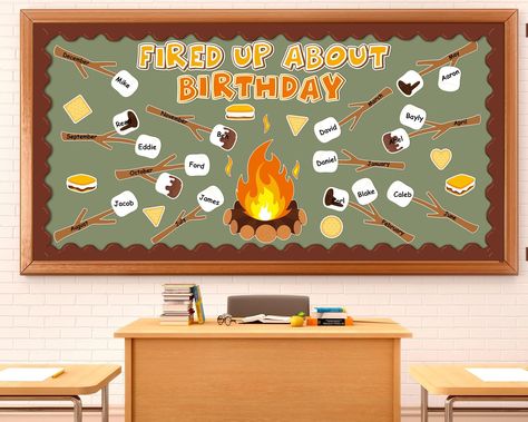 PRICES MAY VARY. Marshmallow s'more cutouts set: our woodland bullet board is 150 x 90 cm/59.1 x 35.4 inch, 133 pcs cutouts with 5 sheet adhesive glue dots, which can meet your different needs for decoration. Great design: our bulletin board provides 60 pcs marshmallows, you can write down student's name, create a happy and joyful atmosphere of birthday or backing to school. Welcome the kids back to school. Sturdy material: our back to school woodland marshmallow bulletin board is made of hard c Middle School Birthday Bulletin Board, Woodland Classroom Theme Bulletin Boards, Decoration Back To School, Nature Classroom, Woodland Wall Decals, Birthday Board Classroom, Camping Classroom, School Age Activities, Birthday Bulletin Boards