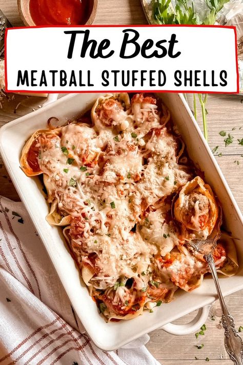 Jumbo Shell Recipes, Stuffed Shells With Meat, Jumbo Shells, Shell Pasta Recipes, Italian Style Meatballs, Savory Meatballs, Ricotta Filling, Stuffed Shells Ricotta, Jumbo Pasta Shells