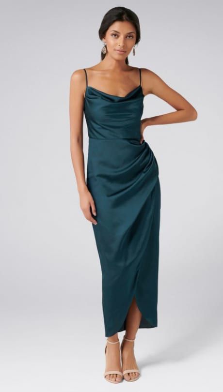 Green Ever New dress, $200. #TheKit #Bridesmaid #Dress #Wedding #Color #Style #Green Forever New Dress, Cowl Neck Midi Dress, Affordable Bridesmaid Dresses, Cowl Neck Dress, Fashion Forever, Bridal Party Dresses, Forever New, Petite Fashion, Womens Midi Dresses