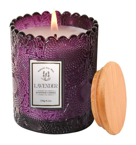 PRICES MAY VARY. Soothing Aroma - Lavender, Thyme helps to create a calm and soothing atmosphere. Relaxes and relieves stress. This candle is perfect for home or office use. DECORATIVE JAR CANDLE- This scented candle is poured into a luxurious, chunky glass jar with an engraved sunflower pattern, making it a personalized home decor item. When the candle has burned all the way through, the jar can be repurposed for beautiful vases, brush holders, storage jars and more. EXCELLENT SCENT DISSOLUTION Women Candle, Lavender Scented Candle, Beautiful Vases, Brush Holders, Personalized Home Decor, Lavender Candle, Downstairs Bathroom, Decorated Jars, Natural Soy Candles