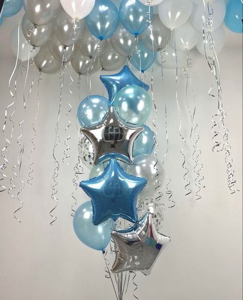 Blue Birthday Decorations Aesthetic, Light Blue Birthday Party Ideas, Birthday Party Blue Aesthetic, 1989 Party Decorations, Blue 21st Birthday Decorations, Light Blue Party Aesthetic, Blue Disco Birthday Party, Blue And Silver Birthday Theme, 1989 Themed Birthday Party