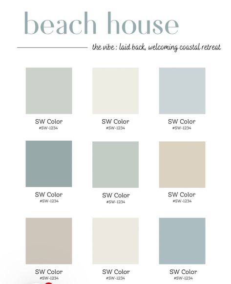 Beach House Exterior Colours, Costal Colors Palette, Seaside Colour Palette, Blue Green Color Combinations, Beach House Wall Colors, Beach House Colours, Beach House Colors Exterior, Beach House Colors Interior Walls, Beachy Paint Colors