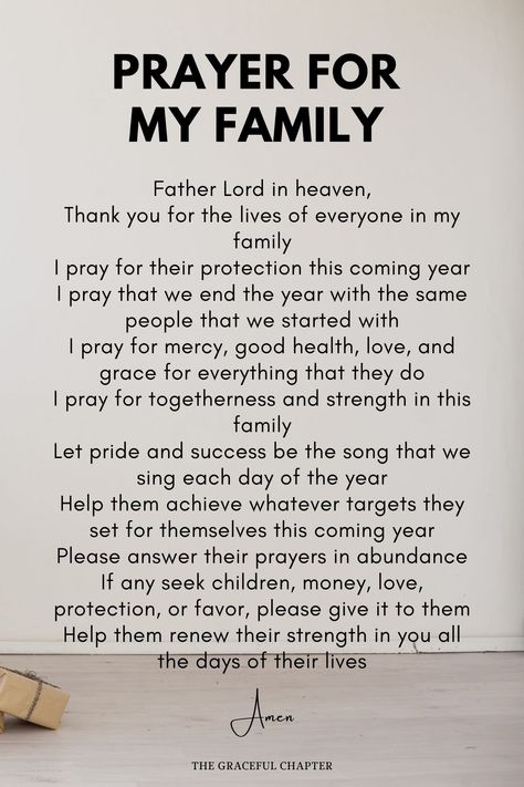 Prayer for Family Praying For The Family, Family Prayers For Healing, Prayers To Pray For My Family, New Years Prayer For Family, Happy New Year Prayer For Family, Prayers For Our Family, Family Prayer Board Ideas, The Graceful Chapter Prayers, New Year Prayer For Family