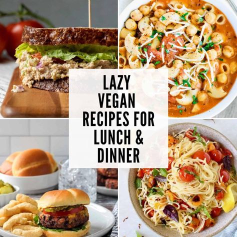 18 Lazy Vegan Recipes for Lunch & Dinner - Watch Learn Eat Vegan Recipes For Lunch, Lazy Vegan Recipes, Meals For Lunch, Easy Vegan Meals, Recipes For Lunch, Lazy Vegan, Easy Vegan Recipes, Plant Based Cookbook, Vegan Lunch Recipes