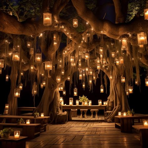 Fairy Inspired Wedding Decor, Enchanted Forest Theme Engagement Party, Wedding Ethereal Aesthetic, Fairy Tell Weddings, Ethereal Aesthetic Wedding Decor, Luxury Autumn Wedding, Fairy Light Wedding Decorations, Fairy Lights Wedding Outdoor, Light Centerpieces Wedding