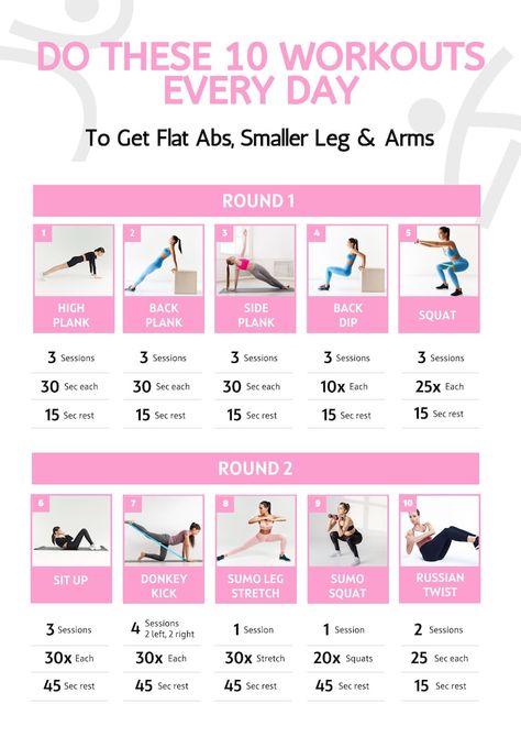 Daily Workout Template - Etsy Thailand Flat Waist Workout, 5 Day Workout Plan For Women, Everyday Workout Routine At Home, Curvy Waist Workout, Fitness Routine For Beginners, Beginner Workout Schedule, Workout Model, Full Body Workout Plan, Workout Template