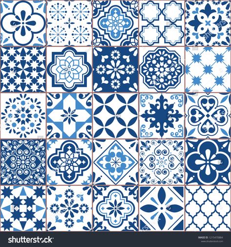 Lisbon geometric Azulejo tile vector pattern, Portuguese or Spanish retro old tiles mosaic, Mediterranean seamless navy blue design.Ornamental indigo textile backgroundPortuguese#pattern#Spanish#tiles Old Tiles, Wallpaper Tile, Blue Mosaic Tile, Navy Blue Design, Mediterranean Tile, Tiles Mosaic, Floral Mosaic, Portuguese Tiles, Blue Mosaic