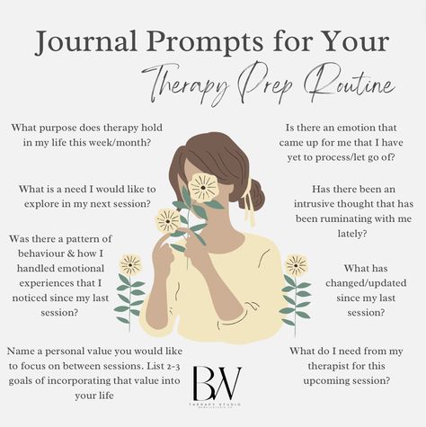 ✨JOURNAL PROMPTS✨

Ever tried journal prompts before your therapy session? 📝 

It's like a warm-up for your mind! Unpack your thoughts, reflect on your feelings, and set the tone for mindfulness. 

Reminder: You're one step ahead of achieving better mental wellness! 

For more inspiration, don't forget to follow us @BeWellTherapyStudio 🙌🌟

#journalprompts #journaling #therapyprep #mindfulness #mindfulnessmatters
#mindfulnessmeditation #mindfulnesspractice
#mindfulnessmoment #mindfulcreativity
#mindfulnesscoach #mindfulnessquotes
#mindfulnessmonday#mindfulliving #therapy #therapist #psychotherapy #psychotherapist #counselling #counseling #psychology #therapistsofIG #therapistsofinstagram #bewelltherapystudio #ldnont #londonontario #downtownlondon #privatepractice Final Therapy Session Ideas, Pre Therapy Questions, Pre Therapy Journal Prompts, Dbt Journaling Prompts, Post Therapy Reflection, First Session Therapy Ideas, Therapy Content Ideas, How To Journal For Therapy, Therapy Session Aesthetic