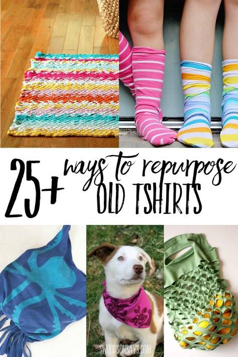 A curated list of creative, fun tshirt upcycle tutorials! Lots of ways to repurpose old tshirts in this upcycle craft roundup. Reuse Tshirts Ideas, Recycled T Shirts Upcycling, Crafts With Old Tshirts, T Shirt Repurpose, Tshirt Recycle Ideas, Things To Do With Old T Shirts, Upcycle Tshirt Ideas, Upcycle Tshirt Refashioning, Repurpose Tshirt