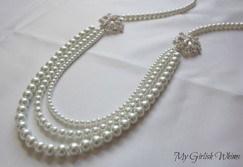 Elegant Pearl Wedding Necklace DIY with David Tutera Bridal | My Girlish Whims Diy Wedding Necklace, Pearl Necklace Tutorial, Pearl Wedding Necklace, Blossom Branch, David Tutera, Pearls Diy, Pearl Necklace Wedding, Pearl Jewelry Wedding, Sparkle Necklace