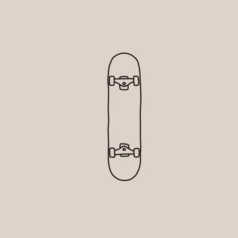 Mini Skateboard Tattoo, Fine Line Skateboard Tattoo, Skateboard Tattoo Ideas Simple, Tiny Skateboard Tattoo, Skateboard Line Art, Simple Skateboard Drawing, Simple Skateboard Tattoo, Small Skateboard Tattoo, Skateboard Doodle Art