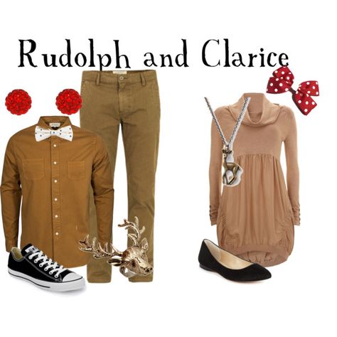 "Rudolph and Clarice - Rudolph the Red Nosed Reindeer" by marybethschultz on Polyvore Rudolph And Clarice Costume, Reindeer Inspired Outfit, Diy Rudolph Costume, Rudolph The Red Nosed Reindeer Costume, Clarice Rudolph, Rudolph Costume, Village Outfit, Rudolph Party, Rudolph And Clarice