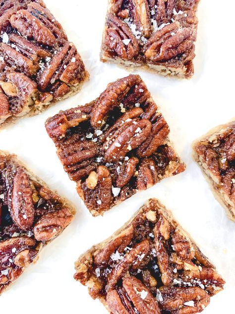 No Bake Pecan Pie, Vegan Pecan Pie Bars, Gluten Free Pecan, Bars Gluten Free, Vegan Pecan Pie, Pecan Shortbread Cookies, Vegan Pecan, Broma Bakery, Pecan Bars