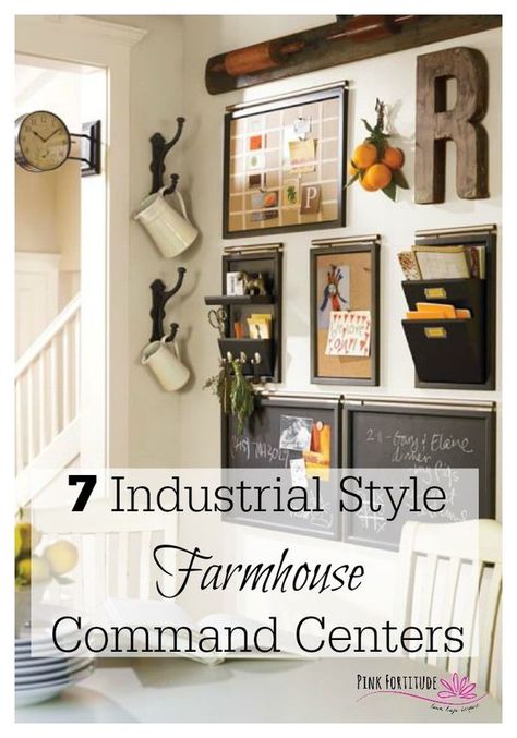 Is it me or does anyone else covet the industrial style farmhouse command center worthy of a "fixer upper after" from Joanna Gains? I am obsessed with this look and am very excited to share seven of my favorites with you! Command Center Kitchen, Home Command Center, Command Centers, Family Command Center, Industrial Dining, Command Center, Industrial Farmhouse, Farmhouse Design, Fixer Upper