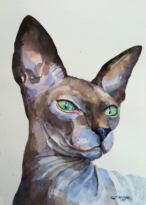 Sphinx Cat, Custom Cat Portrait, Hairless Cat, Cat Portrait, Custom Dog Portraits, Arte Sketchbook, Sphynx Cat, Custom Cat, Cat Portraits